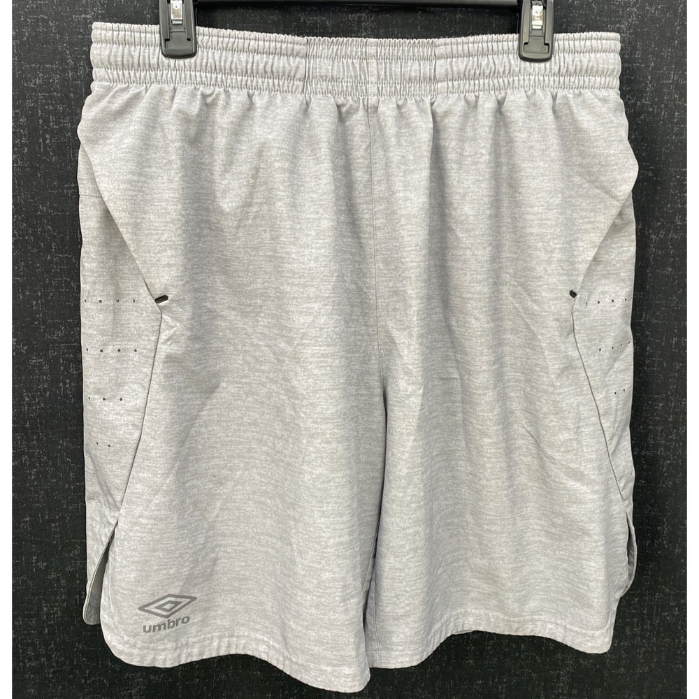 UMBRO Athletic 8"‎ Shorts Men's M Gray Soccer Gym Running   Zip Pocket Vented